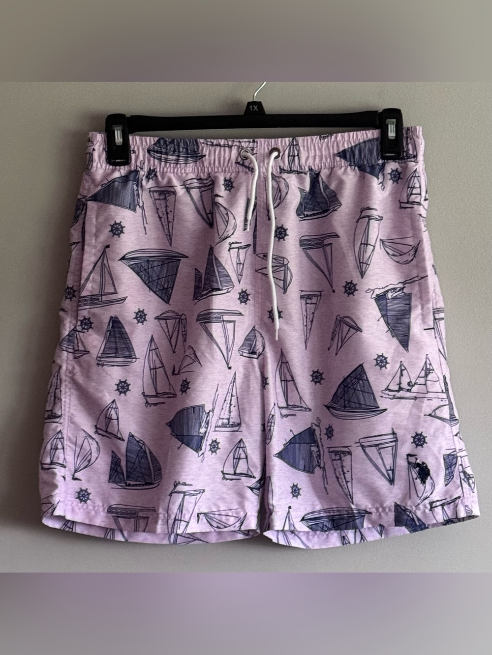 U.S. Polo Assn Men's Light Pink Nautical Print Drawstring Shorts Size Medium